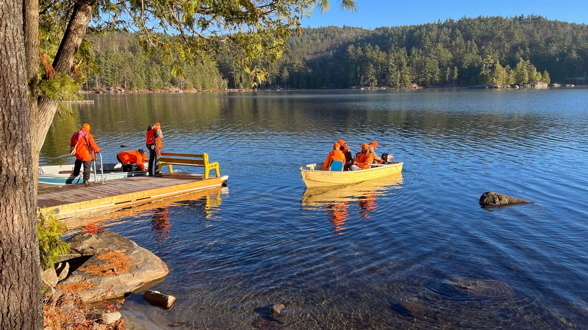 North Frontenac County Canoe on lake near dock